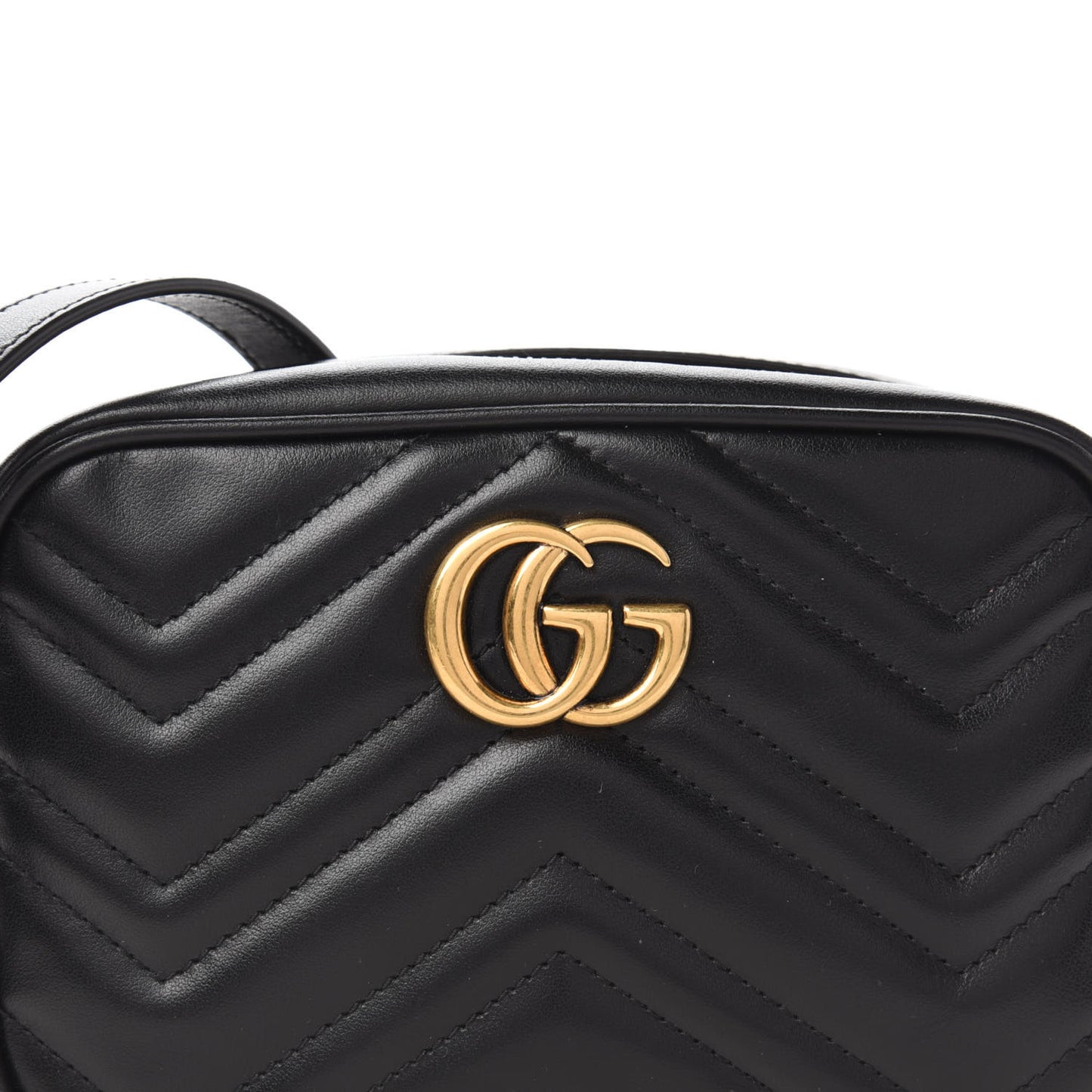 Calfskin Matelasse Mini GG Marmont Chain Shoulder Bag Black