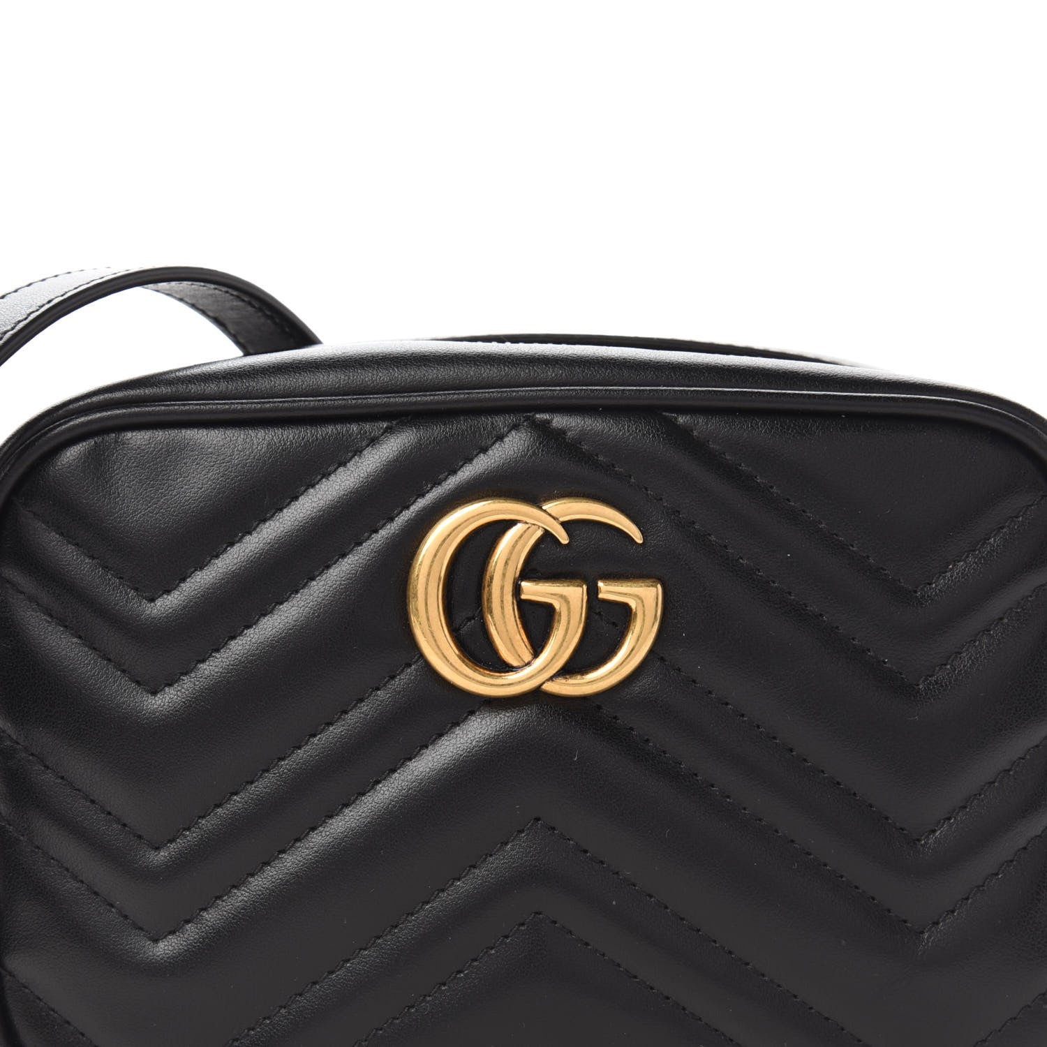 Gucci Calfskin Matelasse Mini GG Marmont Chain Shoulder Bag Black 11 of 12
