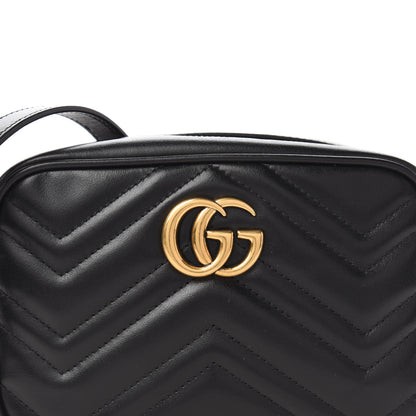 Gucci Calfskin Matelasse Mini GG Marmont Chain Shoulder Bag Black 11 of 12
