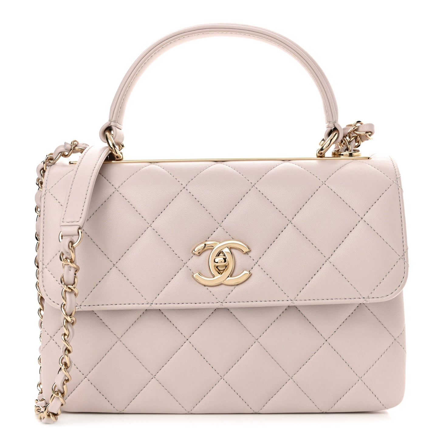 Lambskin Quilted Small Trendy CC Flap Dual Handle Bag Light Pink