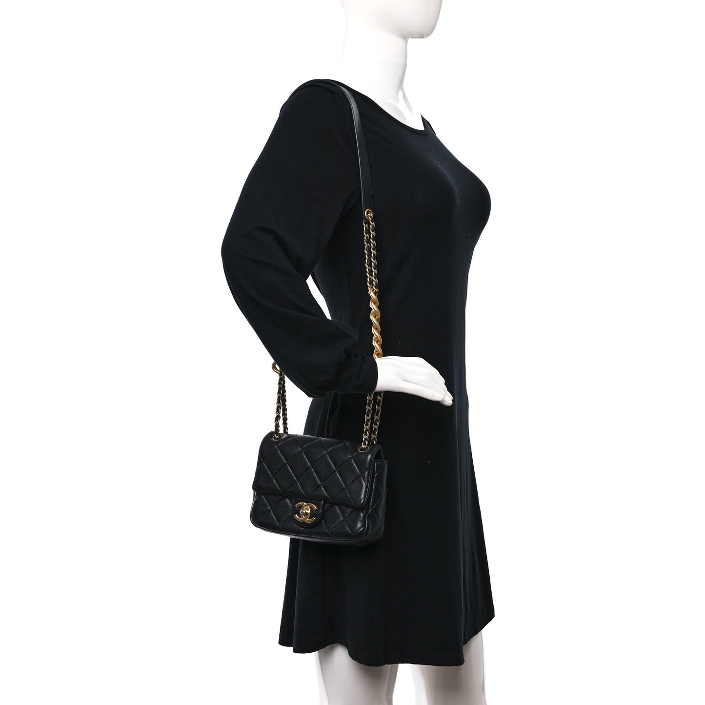 Lambskin Quilted Mini CC Chain Flap Black