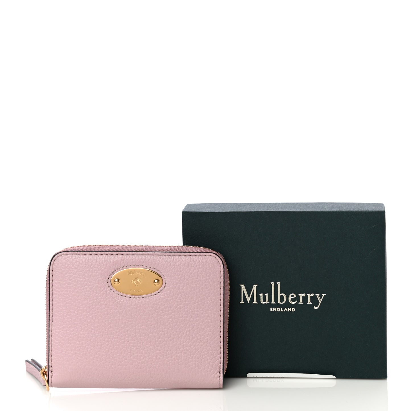 Small Classic Grain Compact Zip Wallet Powder Pink