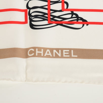 Chanel Silk Paris Square Scarf White 4 of 6