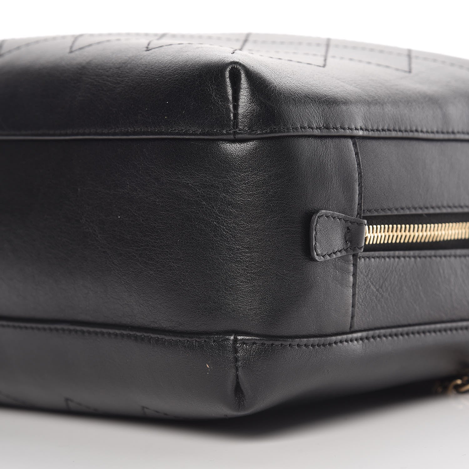 Chanel Calfskin Stitched Sleek Box Top Handle Vanity Bag Black 6 of 9