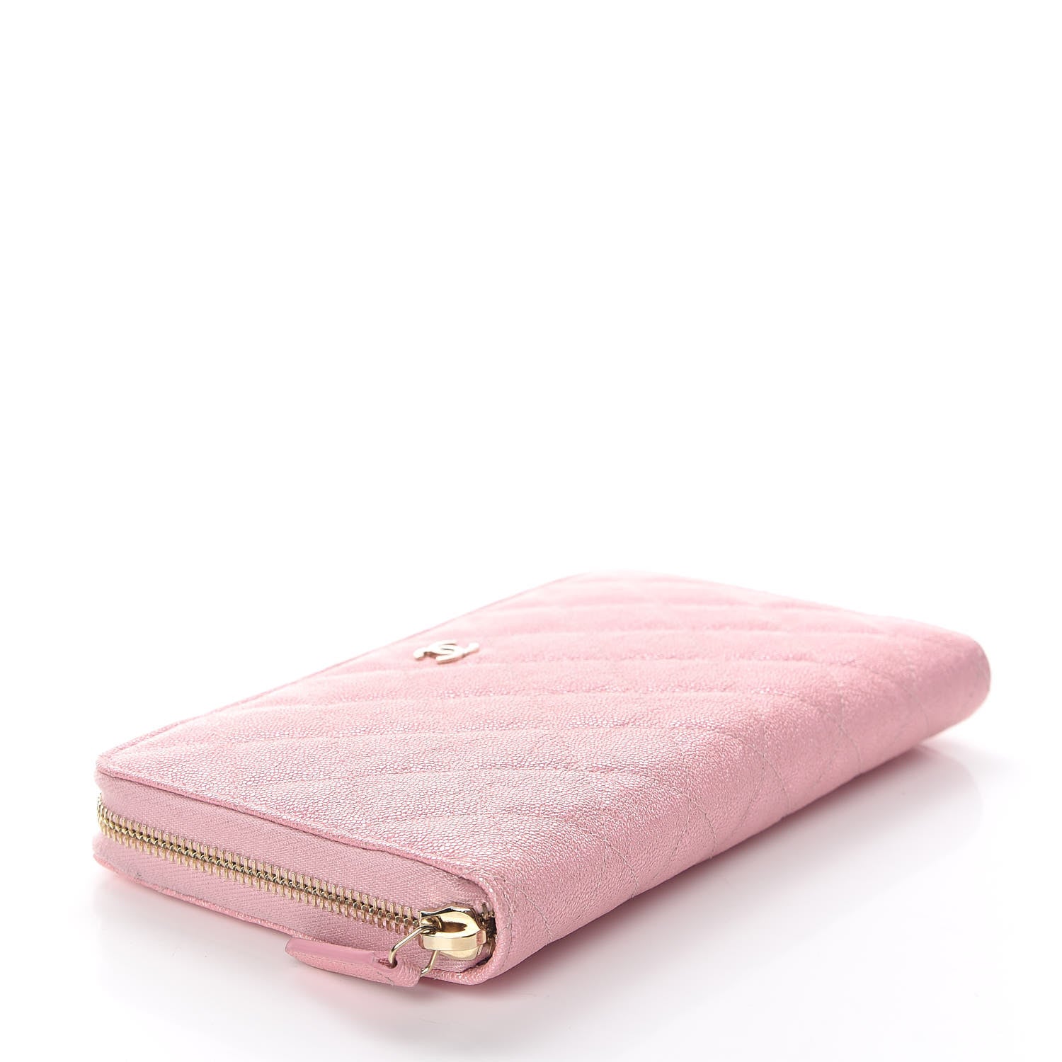 Chanel Iridescent Caviar Quilted Large Zip Around Organizer Wallet Pink 4 of 11