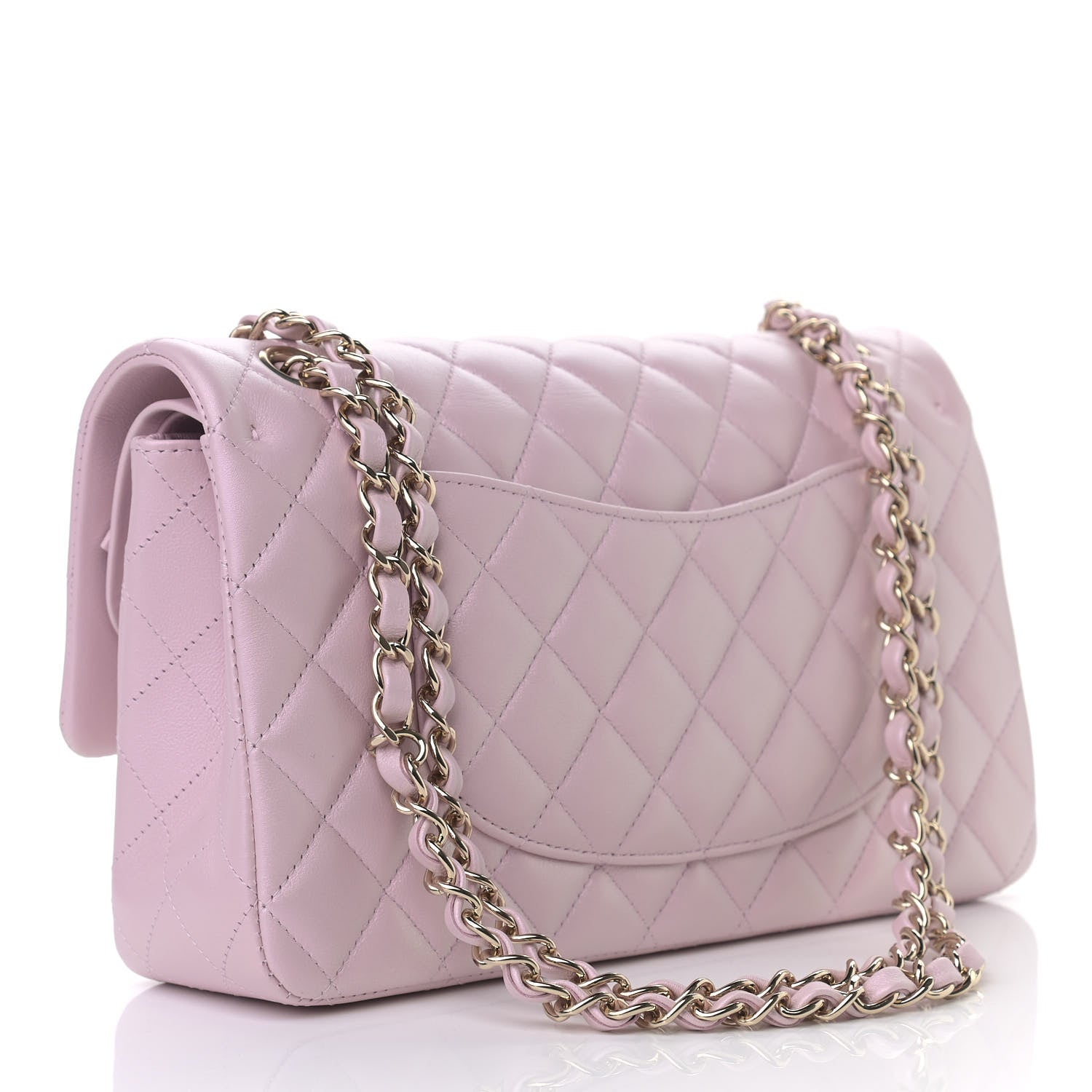 Chanel Iridescent Calfskin Quilted Medium Double Flap Light Pink 3 of 11
