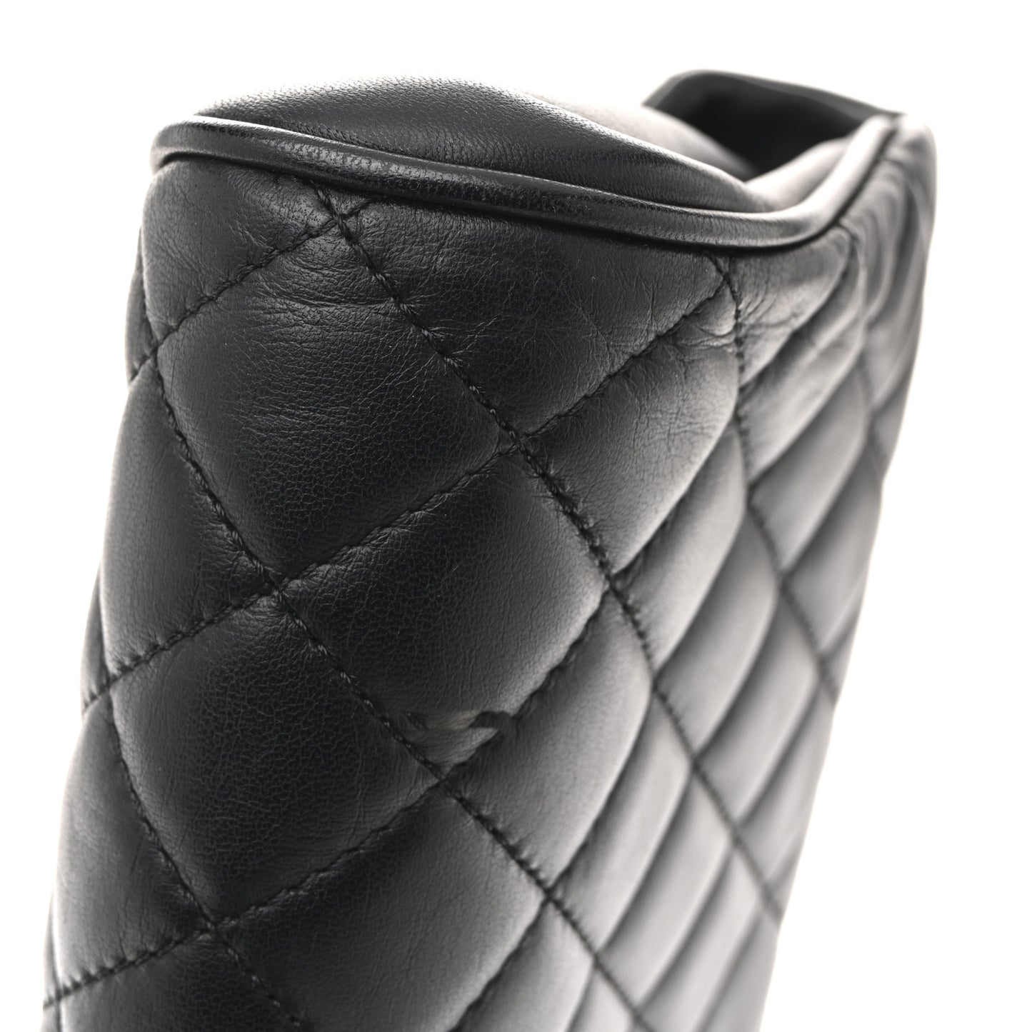 Lambskin Quilted Fold Up Again Clutch Black