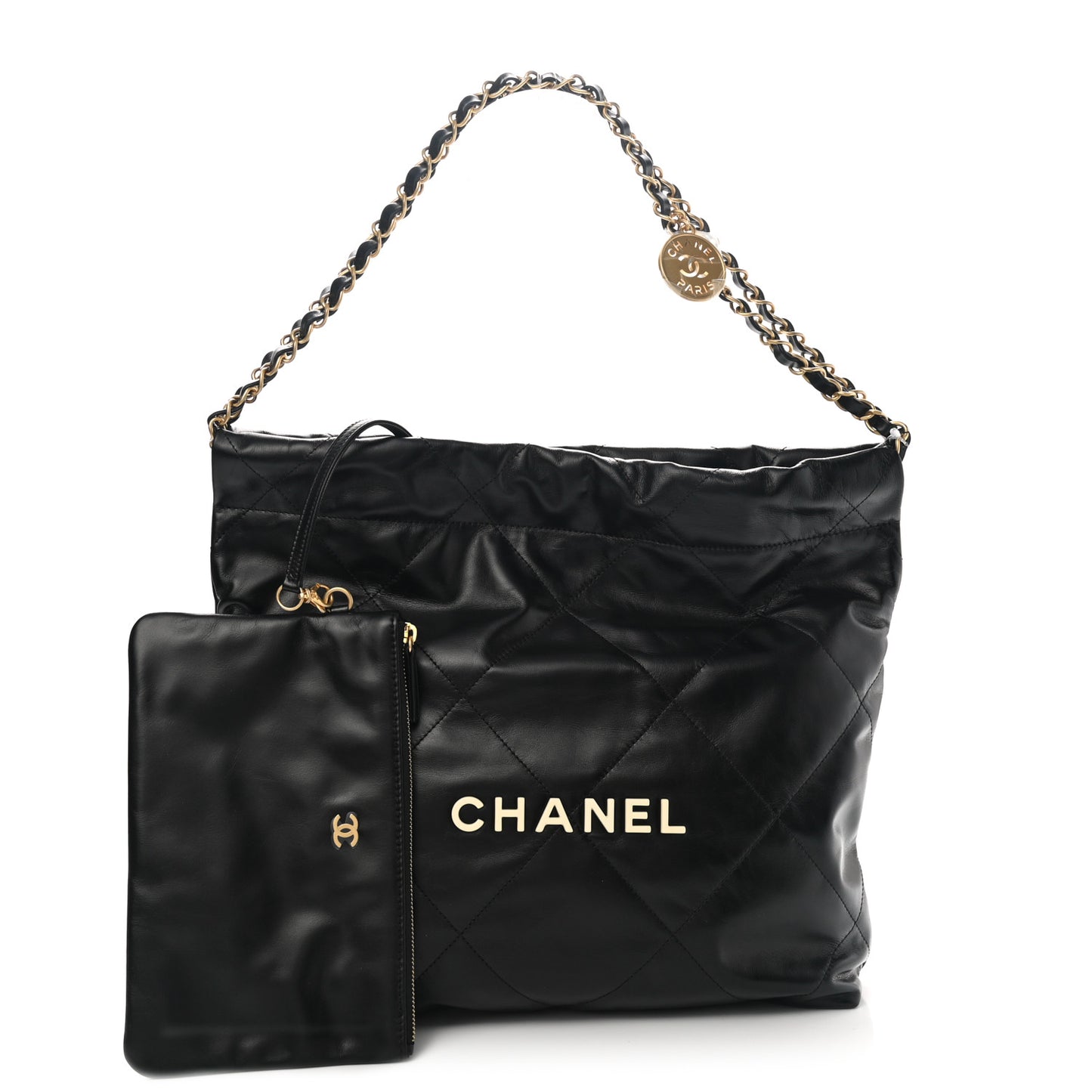 Calfskin Quilted Small Chanel 22 Black