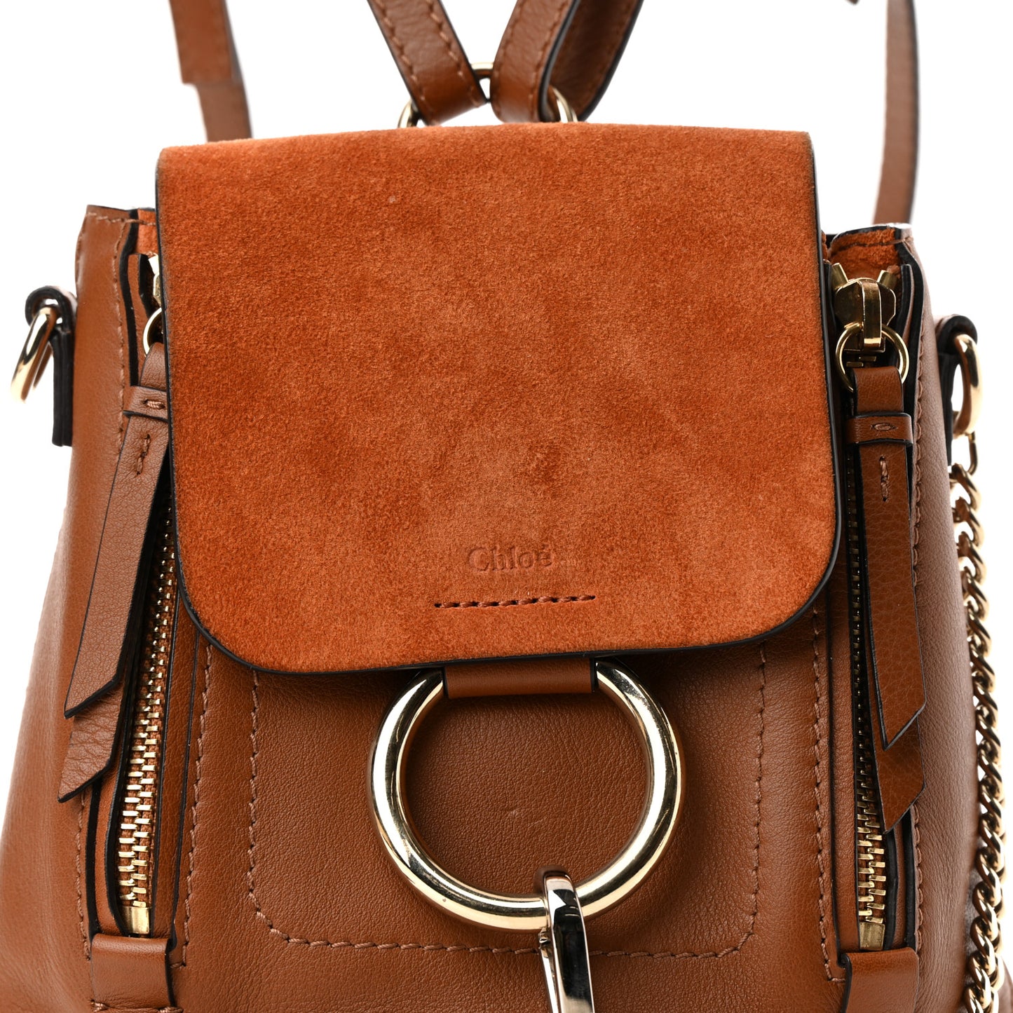 Suede Calfskin Mini Faye Backpack Tan