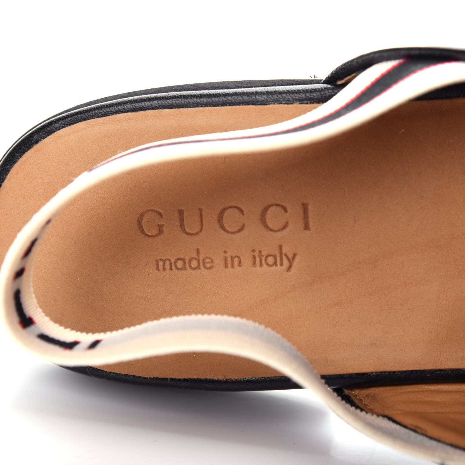 Gucci Goatskin Stripe Mens Horsebit Slingback Slippers 9.5 Black 8 of 11