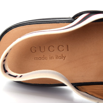 Gucci Goatskin Stripe Mens Horsebit Slingback Slippers 9.5 Black 8 of 11