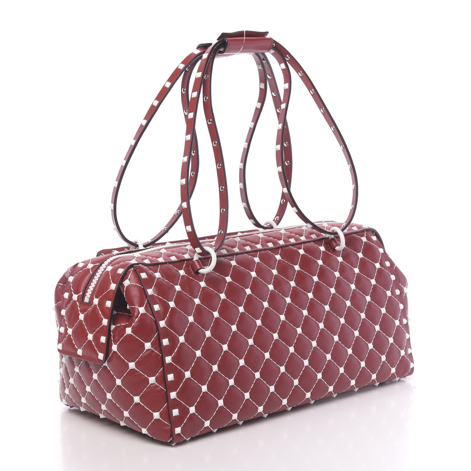 Valentino Garavani Lambskin Free Rockstud Spike Duffle Bag Rosso Valentino 3 of 9