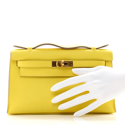 Hermes Swift Kelly Pochette Clutch Lime 2 of 8
