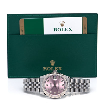 Rolex Stainless Steel 18K White Gold Diamond 31mm Oyster Perpetual Datejust Watch Pink 178344 5 of 5