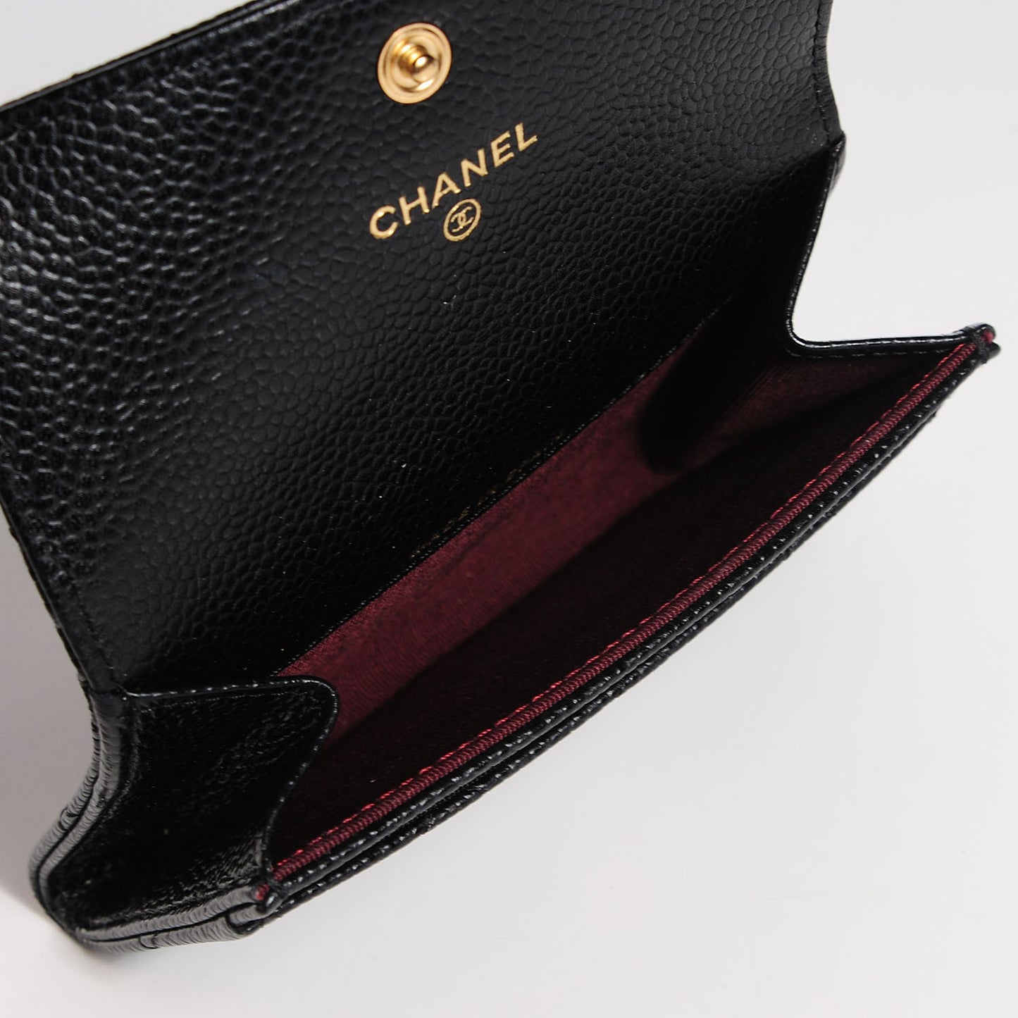 Caviar Quilted Flap Card Holder Black