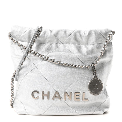 Chanel Metallic Lambskin Quilted Mini Chanel 22 Silvery 1 of 10