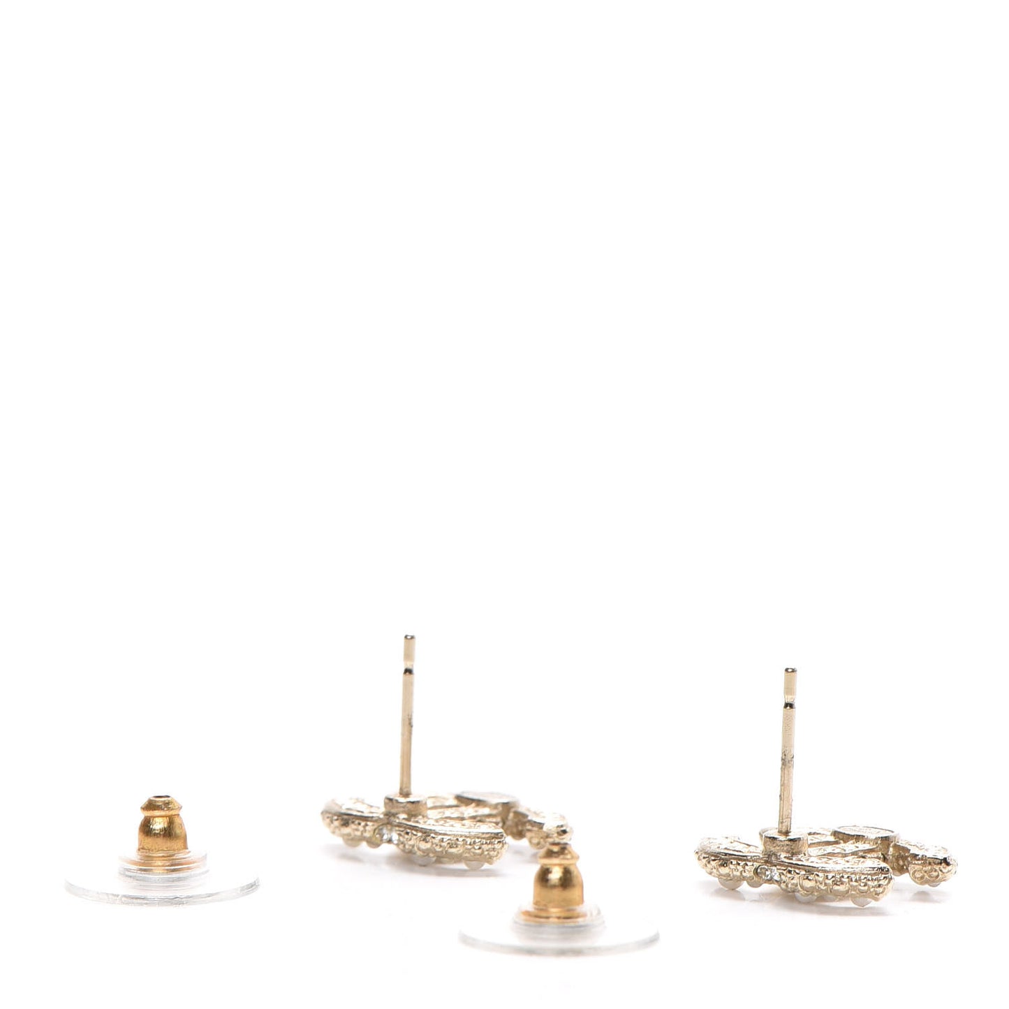 Metal Pearl CC Earrings Gold