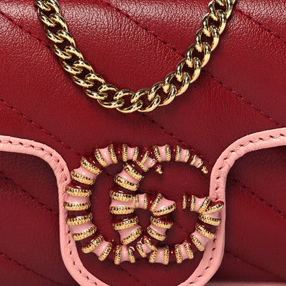 Gucci Azalea Calfskin Enamel Matelasse Diagonal Super Mini Torchon GG Marmont Shoulder Bag New Cherry Red Wild Rose 8 of 11