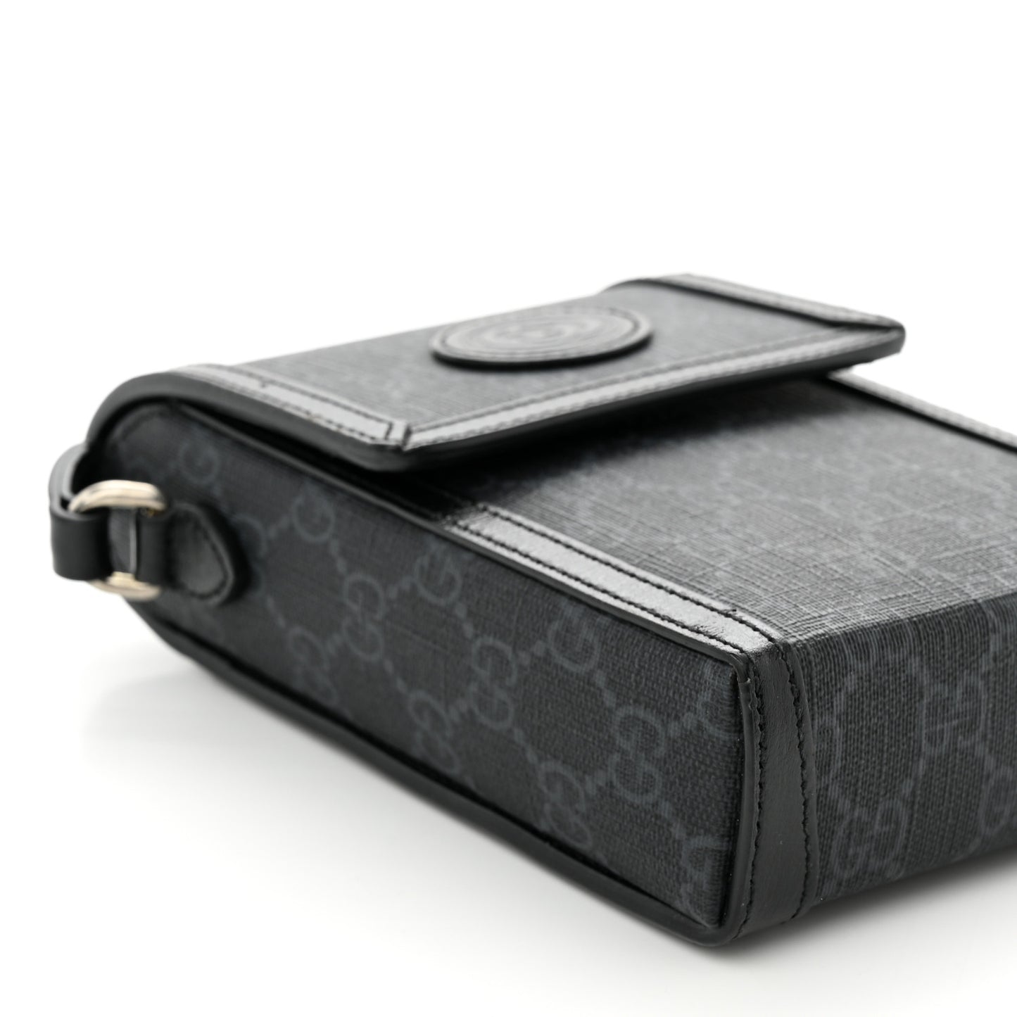 GG Supreme Monogram Azalea Calfskin Mini Retro Interlocking G Crossbody Bag Black