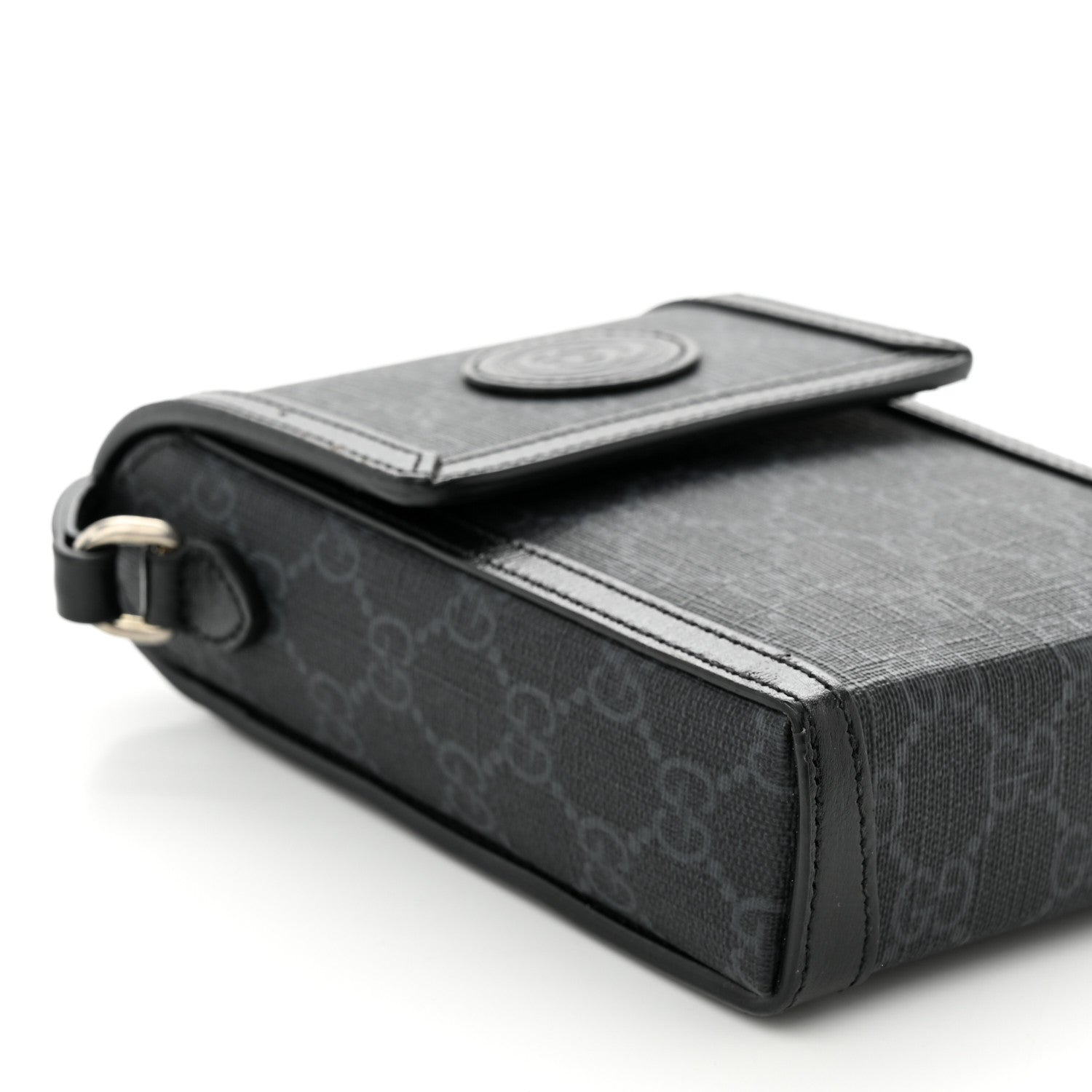 Gucci GG Supreme Monogram Azalea Calfskin Mini Retro Interlocking G Crossbody Bag Black 9 of 10