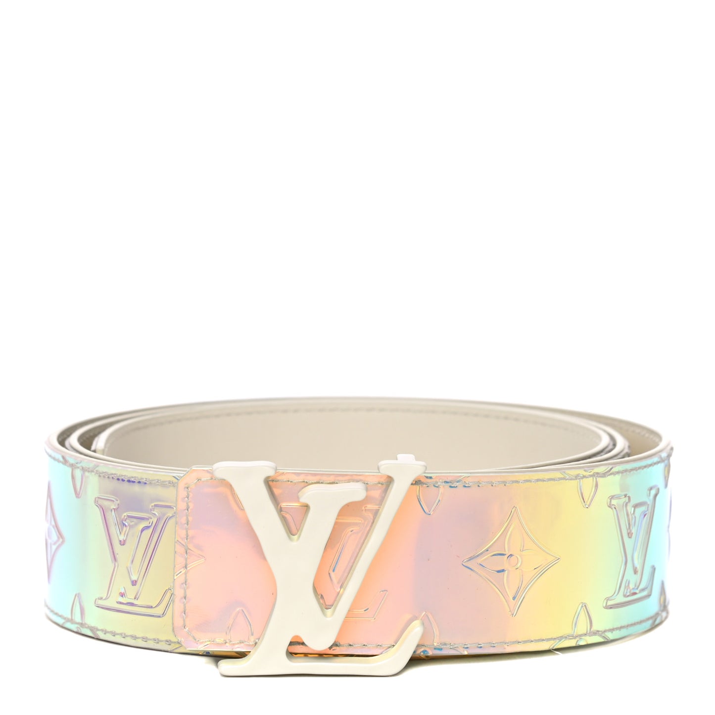 PVC Monogram 40mm LV Initiales Reversible Belt 100 40 Iridescent Prism