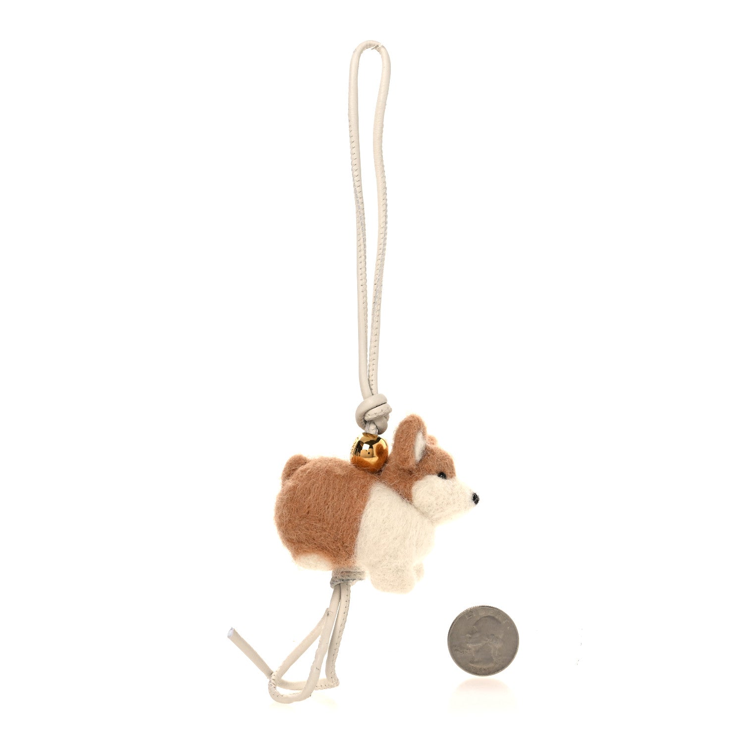 Loewe Calfskin Felt Corgi Bag Charm Soft Soft White Orange 2 of 7