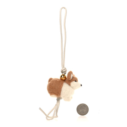 Loewe Calfskin Felt Corgi Bag Charm Soft Soft White Orange 2 of 7