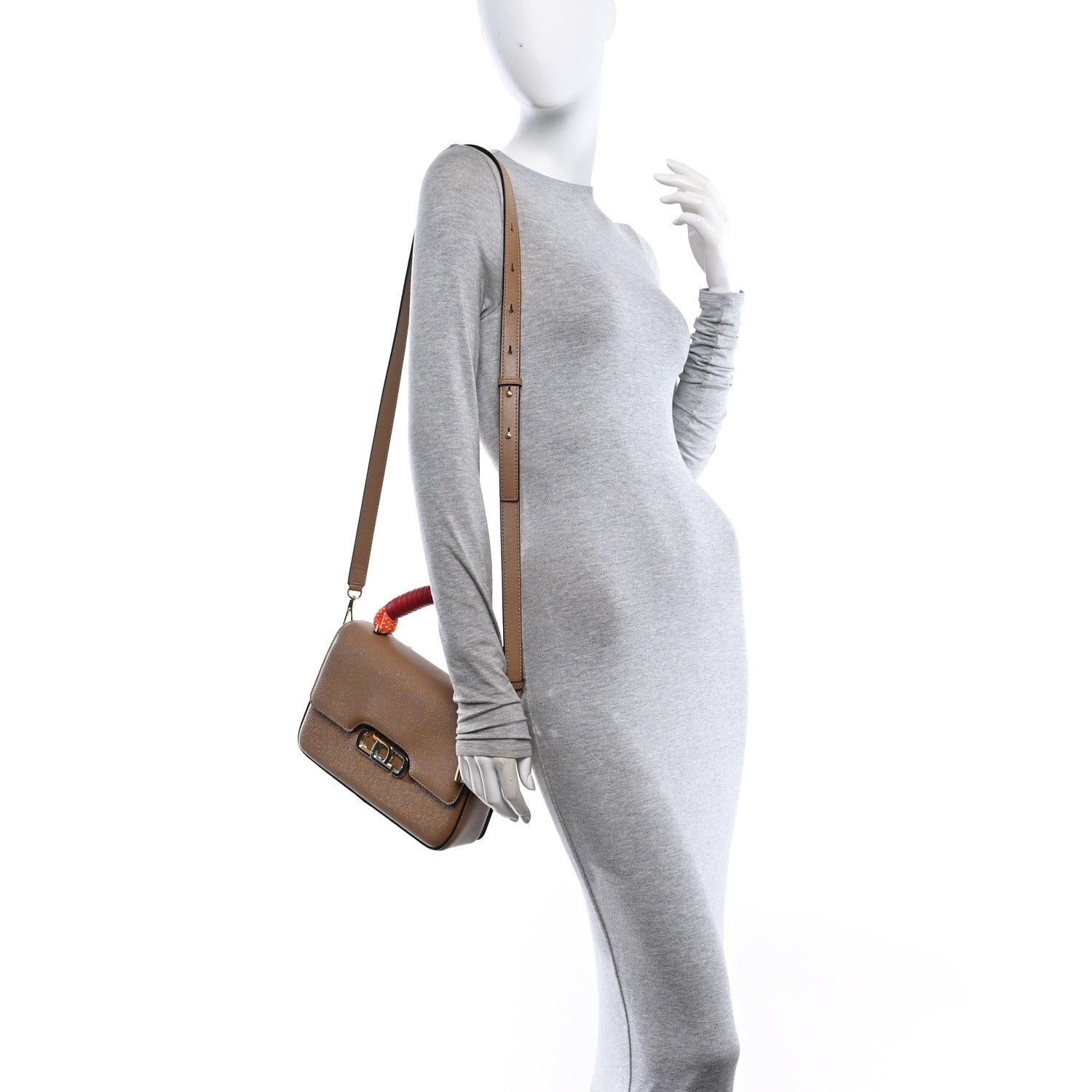 Marc Jacobs Textured Calfskin The J Link Shoulder Bag Dirty Chai 2 of 10