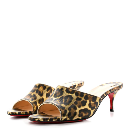 Christian Louboutin Metallic Calfskin Coins Leopard Print East 55 Mule 38 Gold Silver 3 of 8