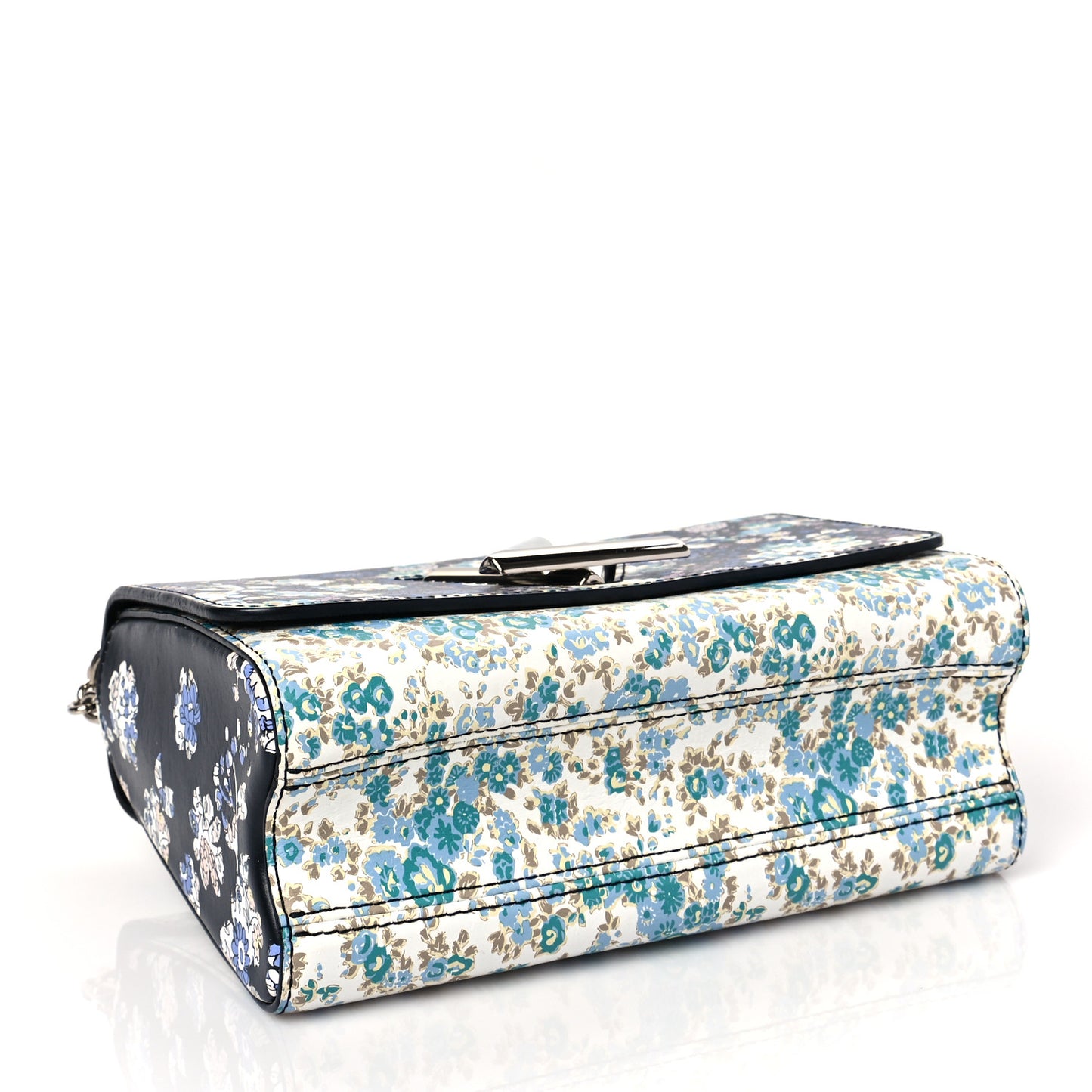 Printed Calfskin Flower Twist Shoulder Bag MM