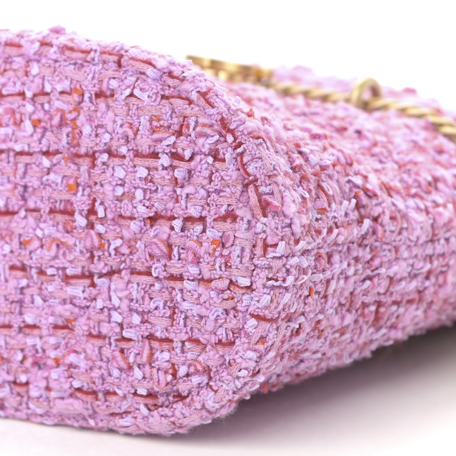 Chanel Tweed Enamel Quilted Pending CC Bucket Drawstring Bag Light Purple Pink Red 10 of 10