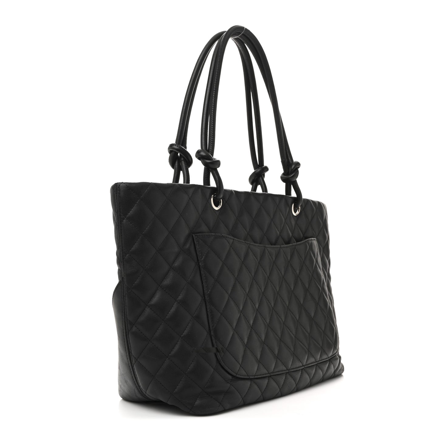 Calfskin Quilted Large Cambon Tote Black