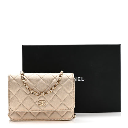 Chanel Metallic Lambskin Quilted Mini Wallet On Chain WOC Gold 12 of 12