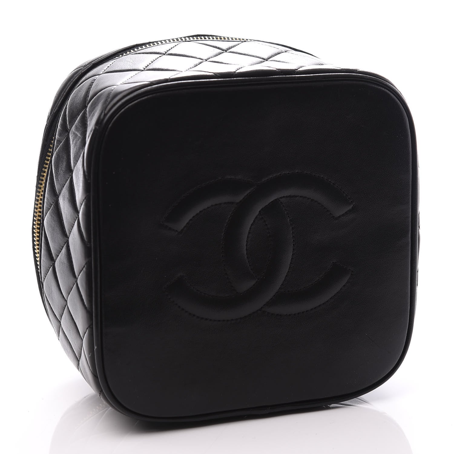 Chanel Lambskin Quilted Vanity Cosmetic Case Black 3 of 10