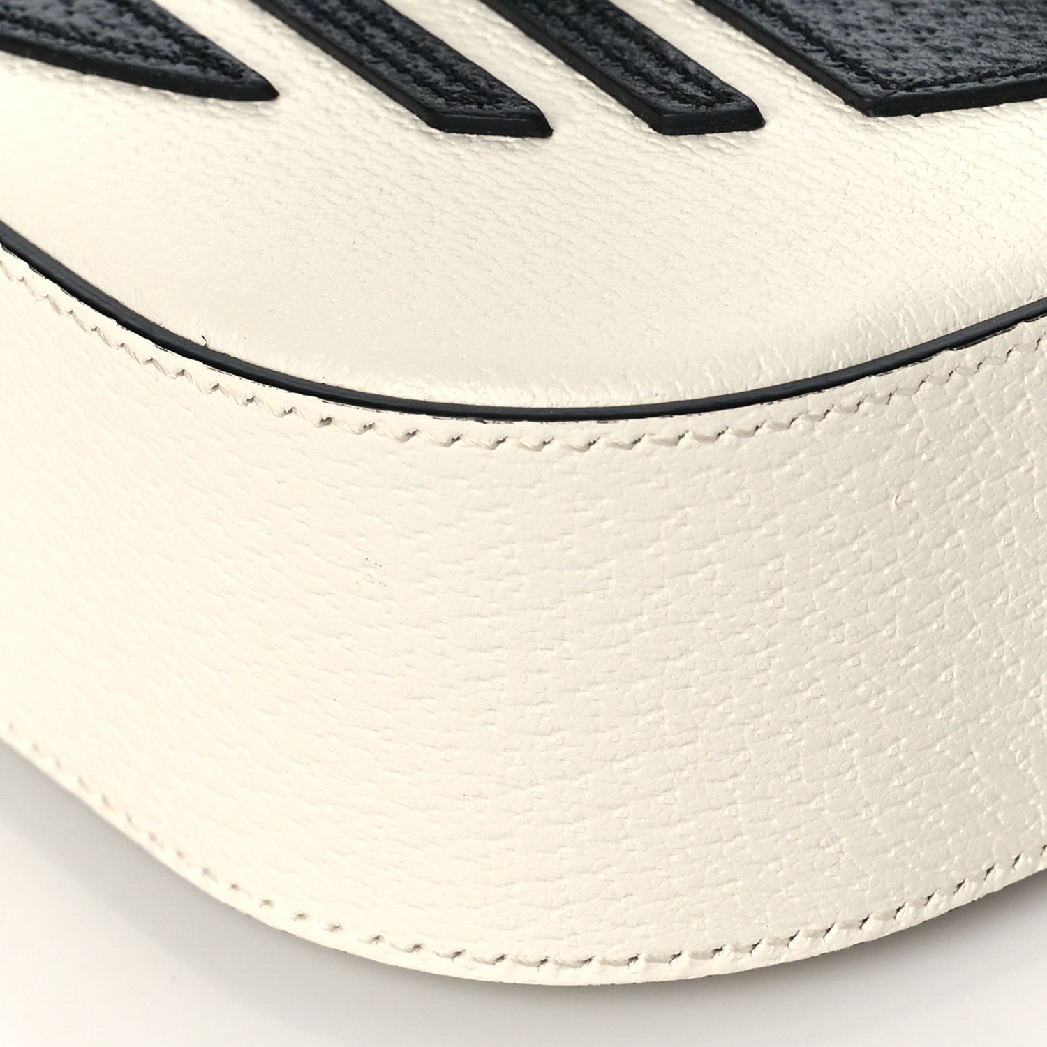 Gucci X ADIDAS Textured Dollar Calfskin Web Trefoil Mini Horsebit 1955 Shoulder Bag Off White Black 9 of 11