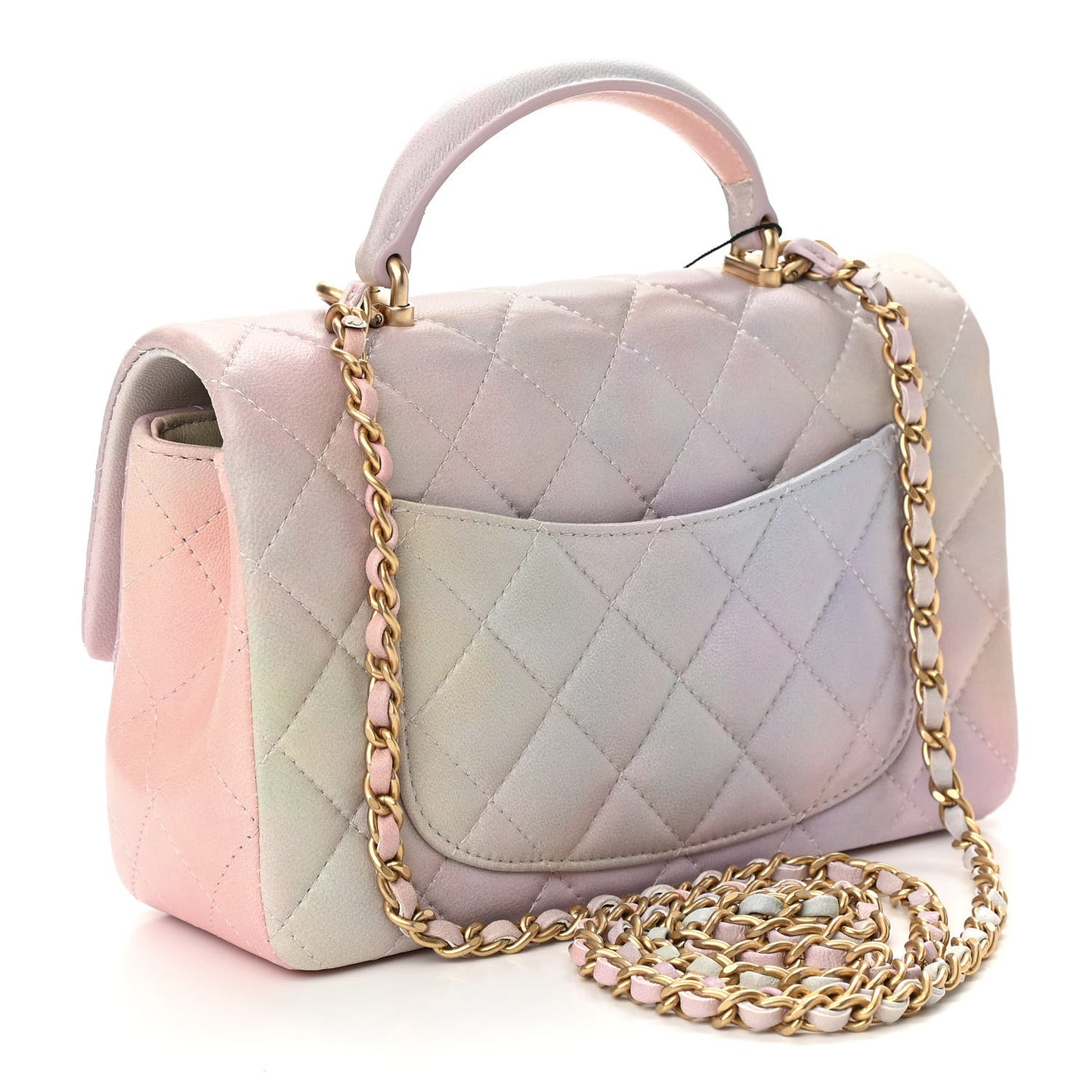 Lambskin Quilted Ombre Mini Top Handle Rectangular Flap Pink Multicolor