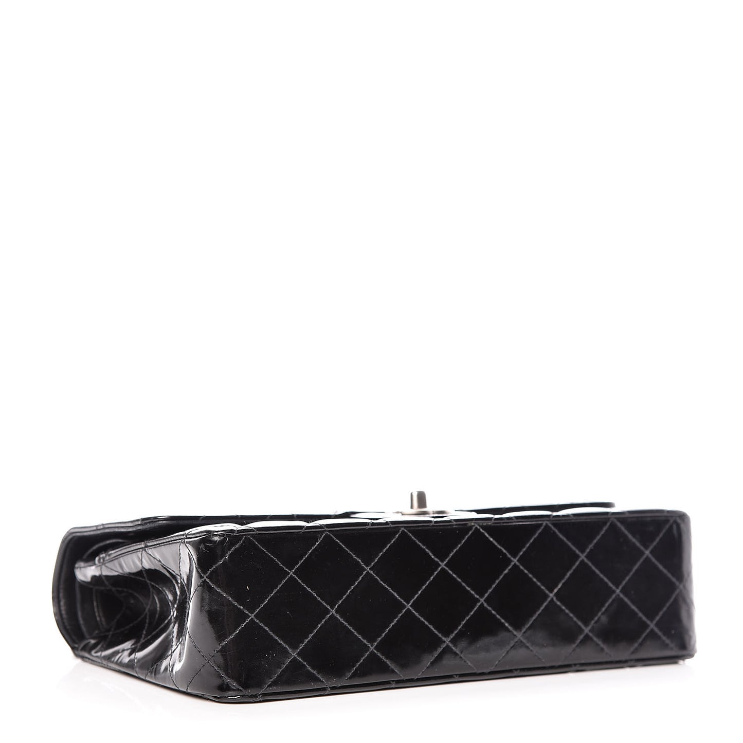 Patent Quilted Medium Double Flap Black