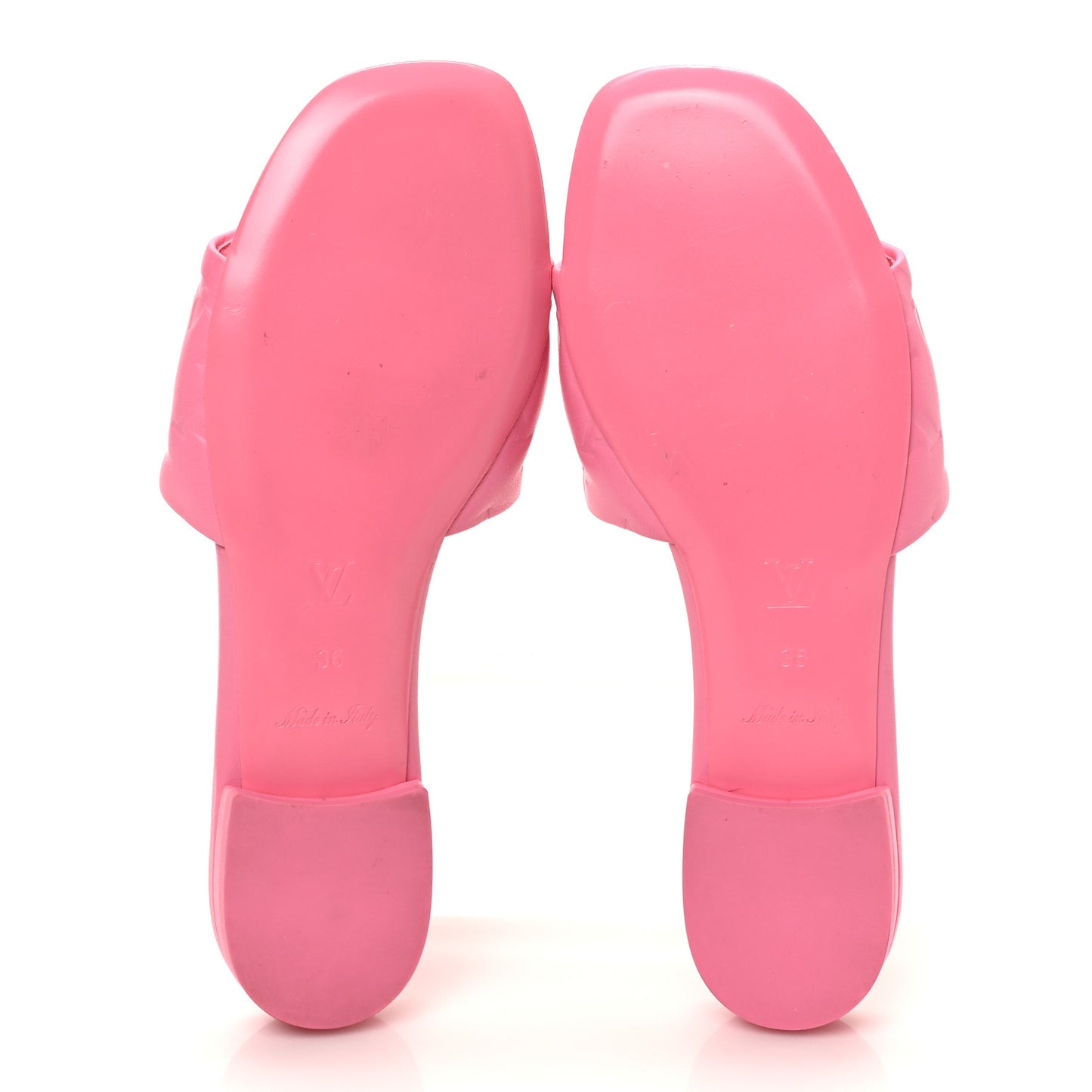 Lambskin Embossed Monogram Revival Flat Mules 36 Rose Pop