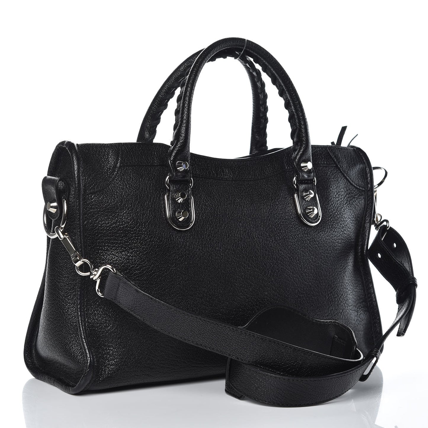 Chevre Silver Metallic Edge Hardware S City Black