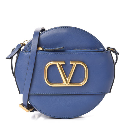 Valentino Garavani Calfskin VLogo Round Crossbody Bag Blue 1 of 10