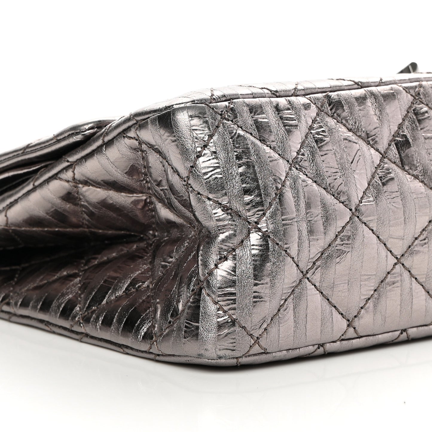 Metallic Striped Calfskin 2.55 Reissue 226 Flap Dark Silver