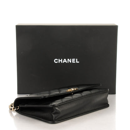 Chanel Lambskin Quilted Boy Wallet On Chain WOC Black 4 of 8