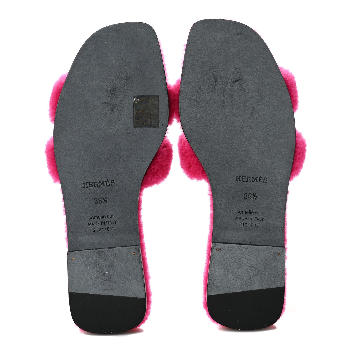 Hermes Woolskin Oran Sandals 36.5 Rose Fuchsia 6 of 7