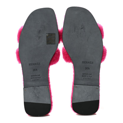 Hermes Woolskin Oran Sandals 36.5 Rose Fuchsia 6 of 7