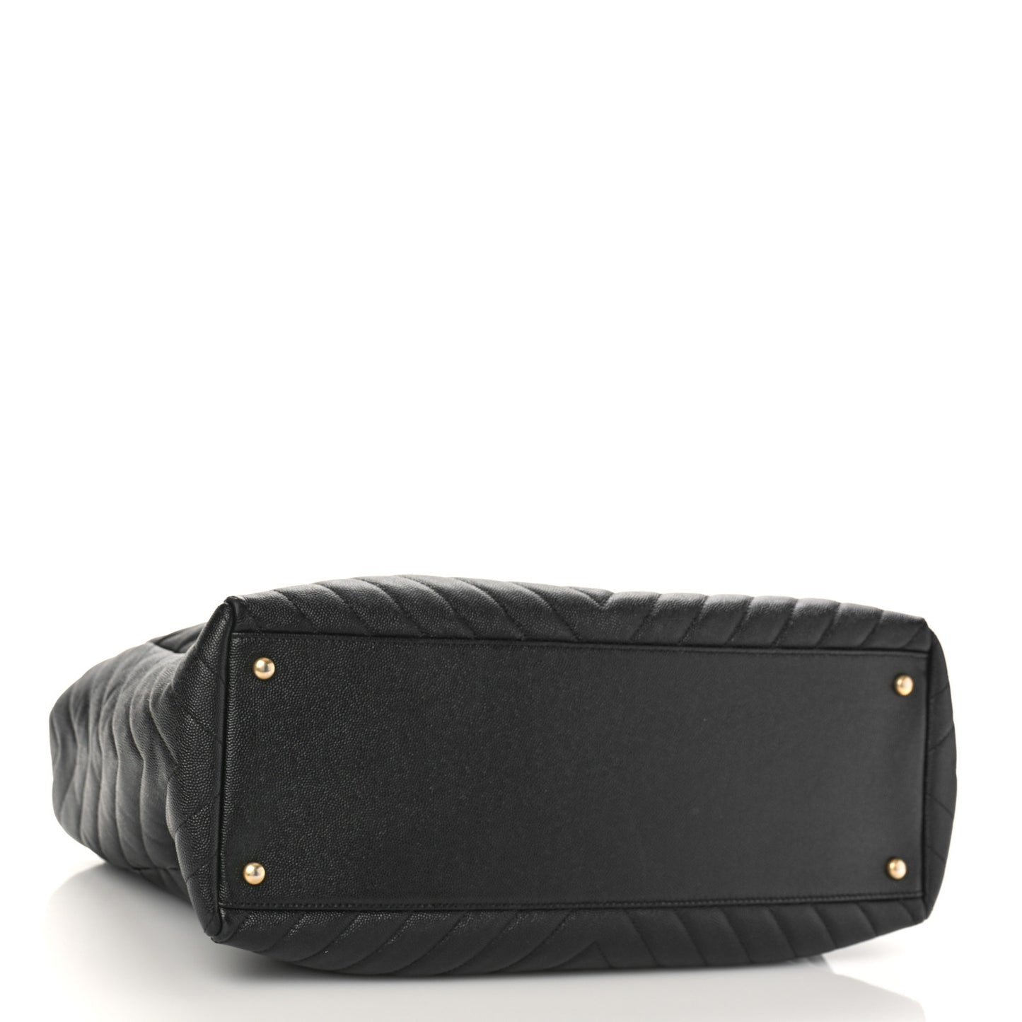 Caviar Chevron Quilted Coco Handle Shopping Tote Black