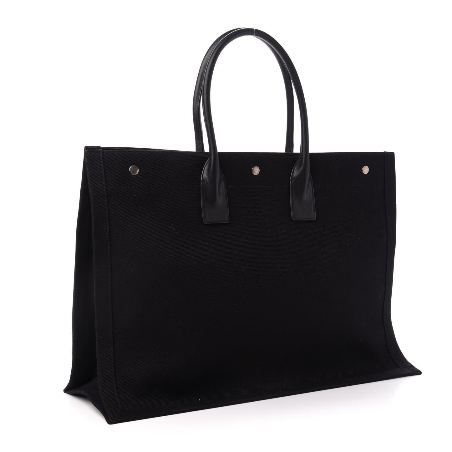 Linen Calfskin Rive Gauche Tote Black
