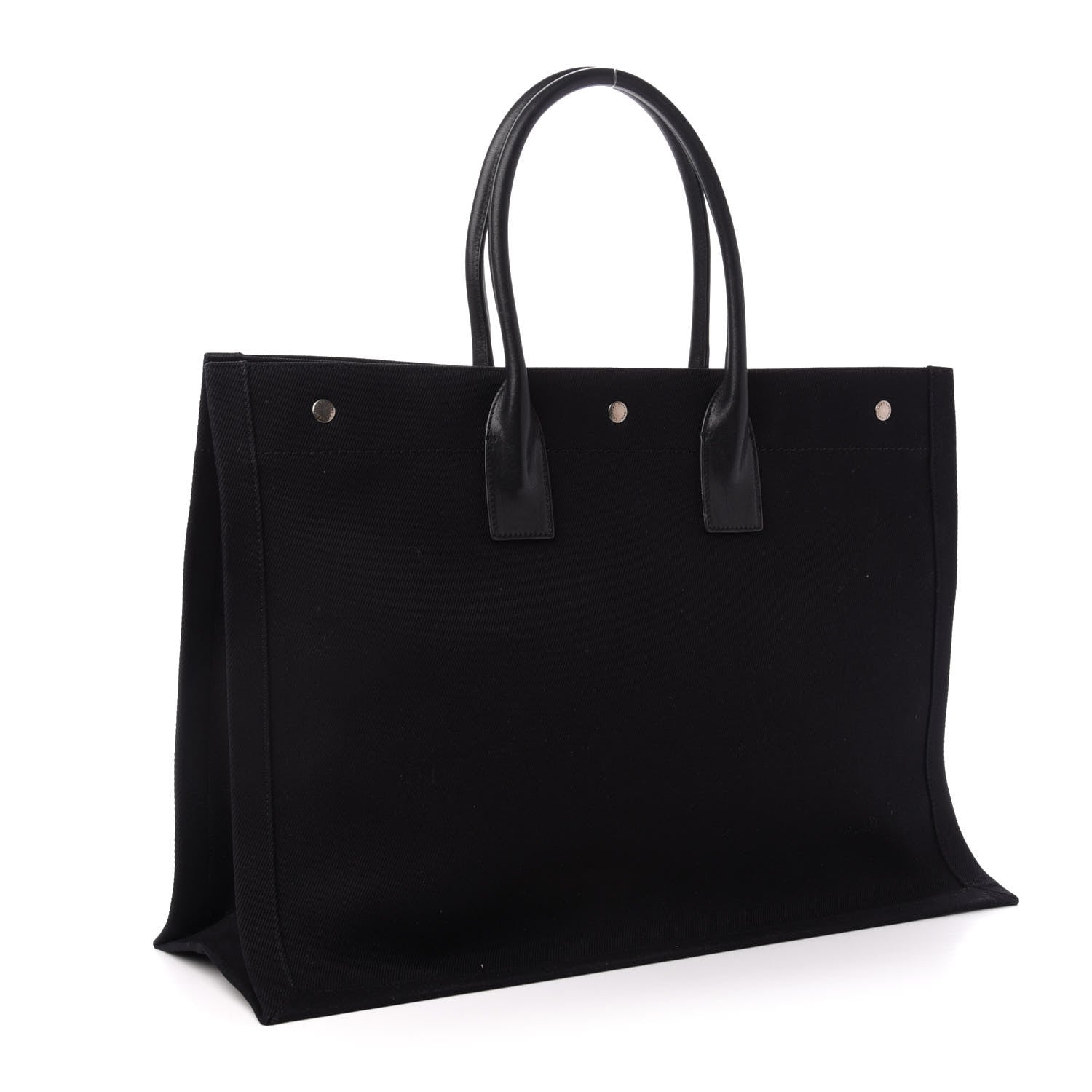 Saint Laurent Linen Calfskin Rive Gauche Tote Black 3 of 10