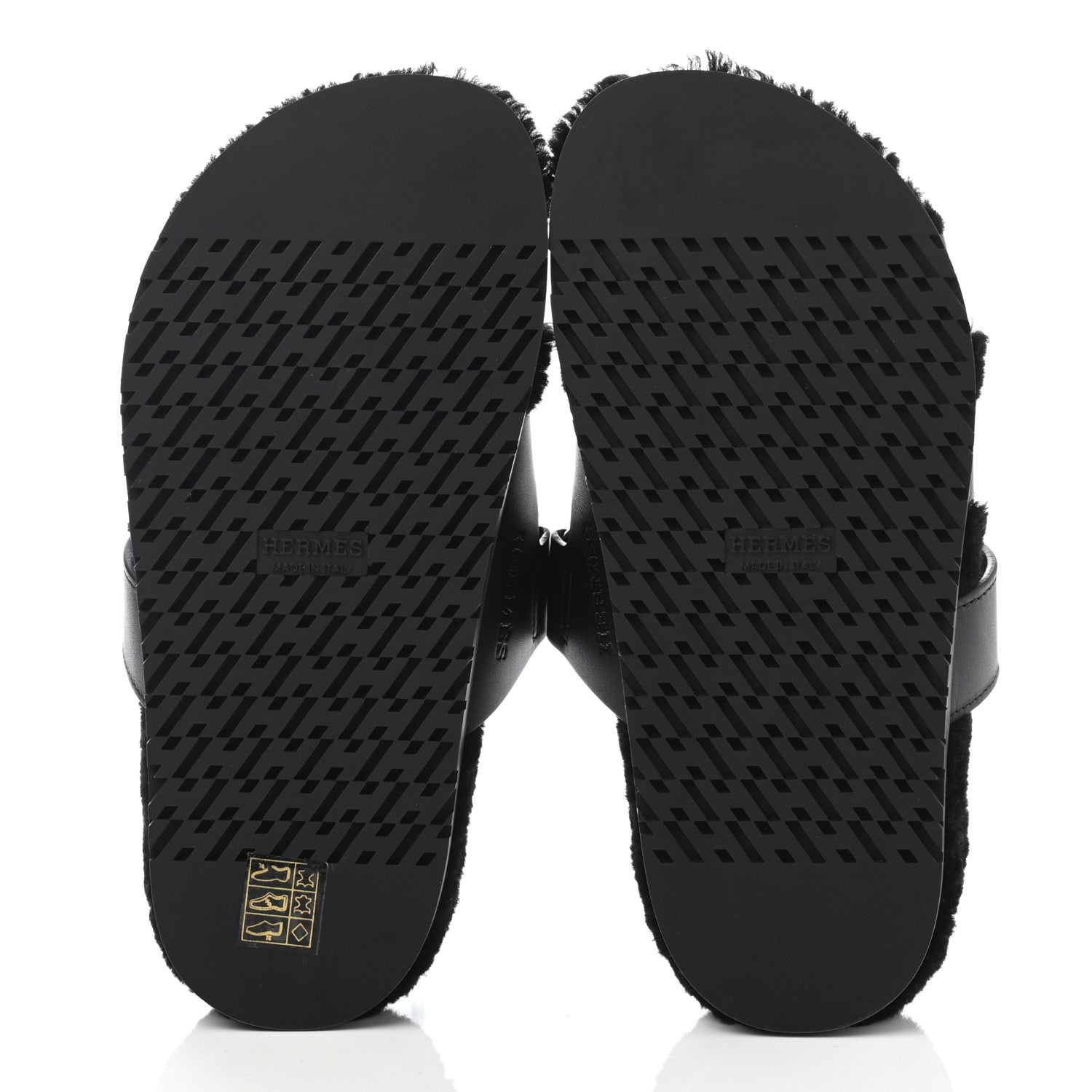 Hermes Calfskin Woolskin Womens Chypre Sandals 36 Black 5 of 8