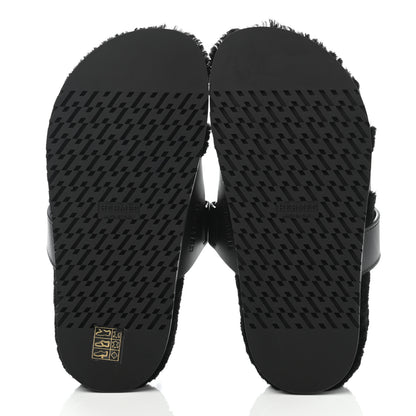 Hermes Calfskin Woolskin Womens Chypre Sandals 36 Black 5 of 8