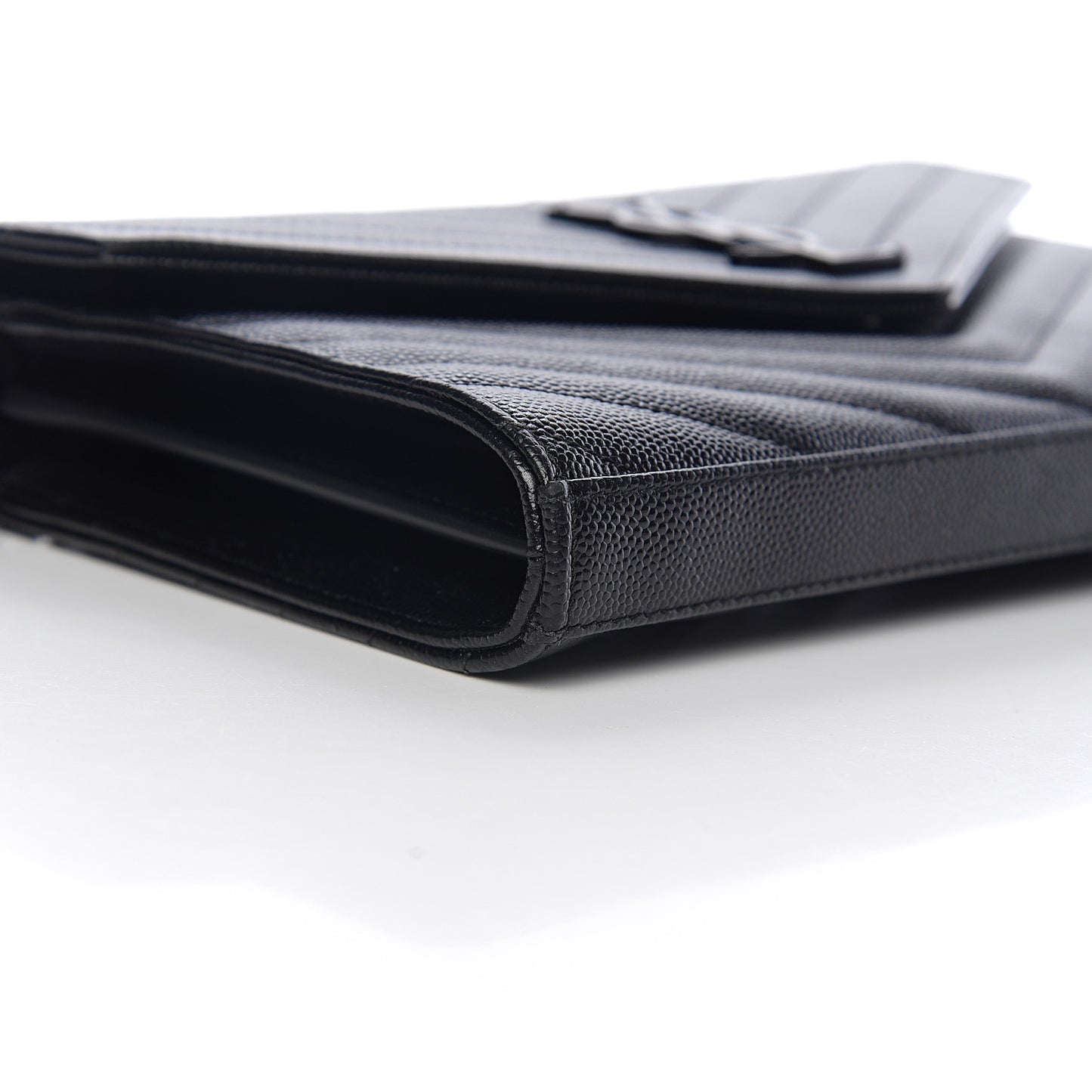 Grain De Poudre Matelasse Chevron Monogram Chain Wallet Black